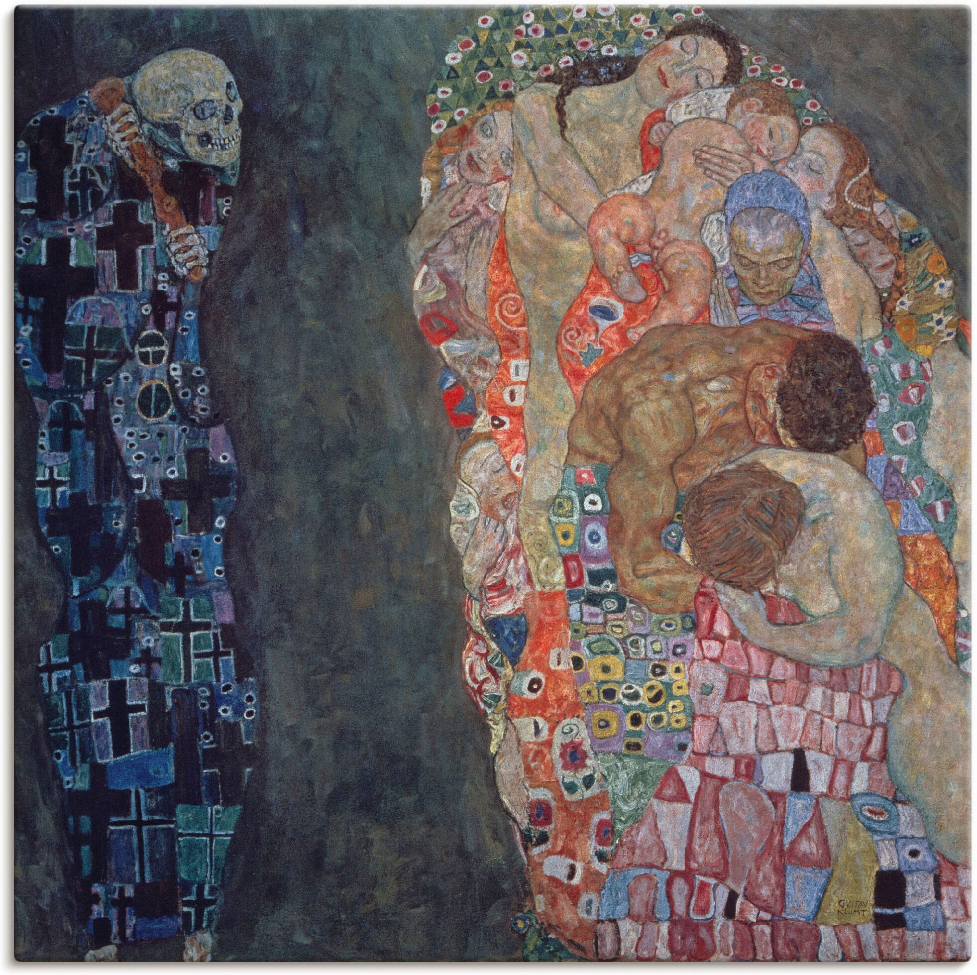 Leinwandbild ARTLAND "Tod und Leben. Vollendet 1916.", bunt (farbe bild(er): bunt), B:70cm H:70cm, Bilder, Leinwandbild, auf Holzrahmen gespannt farbe bild(er): bunt B/H/T: 70cm x 70cm, Leinwandbild Religion, 1 Stk.