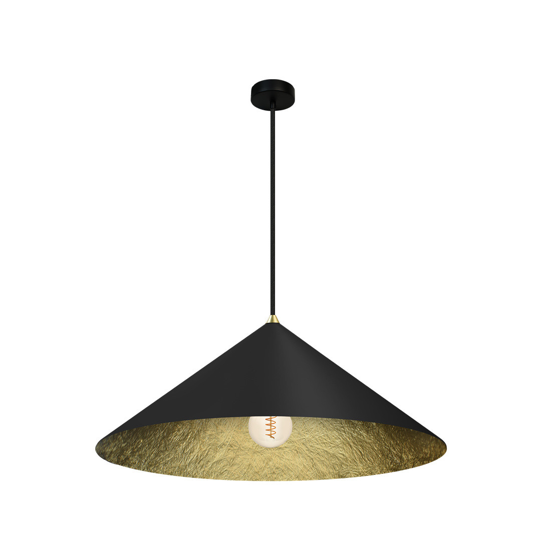 Milagro Fuji Hanglamp - Zwarte kegel met gouden binnenkant - Diameter: 50 cm