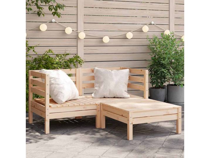 vidaXL Gartensofa 2-Sitzer mit Hocker Massivholz Kiefer