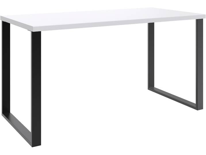 Schreibtisch WIMEX Norderney , weiss (schwarz, weiß), B:140cm H:75cm T:70cm, Tische, Schreibtisch, aus Holzwerkstoff und Metall, 140x70cm