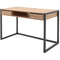 SCHREIBTISCH Artisan Eiche, anthrazit 120 cm, Industrial Design, Laptoptisch mit Schubladen