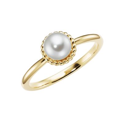 Perlenring FIRETTI "Schmuck Geschenk Silber 925 Damenring Fingerring Rand Kordeloptik" Gr. 16, gelbgoldfarben, weiß, Fingerringe, Damen, 16, Perlen Silber 925 (Sterlingsilber), 2mm, Perlen, Silber 925 (Sterlingsilber), Perlenring, mit Muschelperle