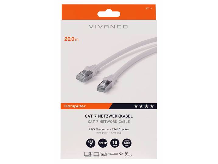 Vivanco CAT 7, 20.0m CAT 7 Netzwerkkabel, Twisted Pair, S/FTP, 20m – PC Kabel/PC Adapter