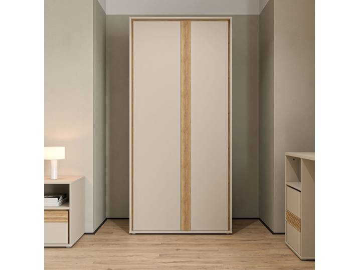 Kleiderschrank 91cm Braun/Beige
