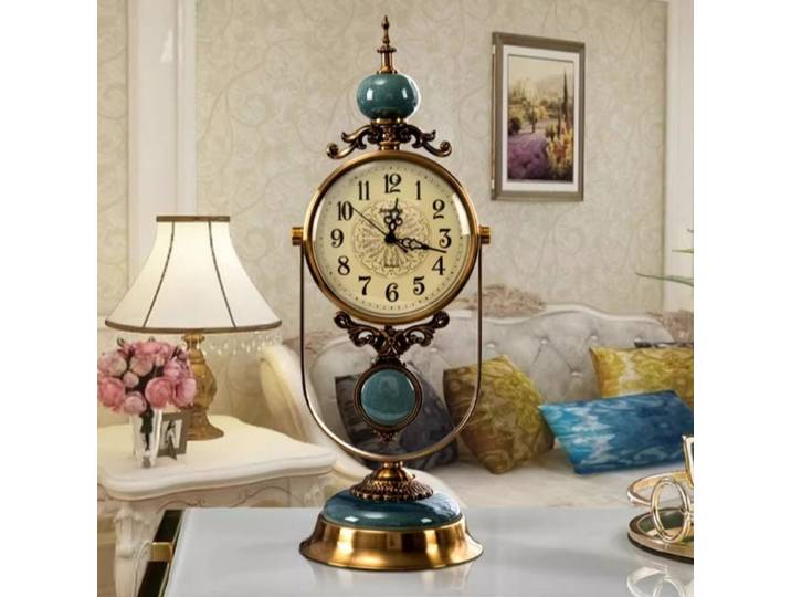 Horloge de bureau de style européen, rétro, silencieuse, pour chambre à coucher, horloge à pendule, gadgets de bureau, horloge numérique, décoration de chambre
