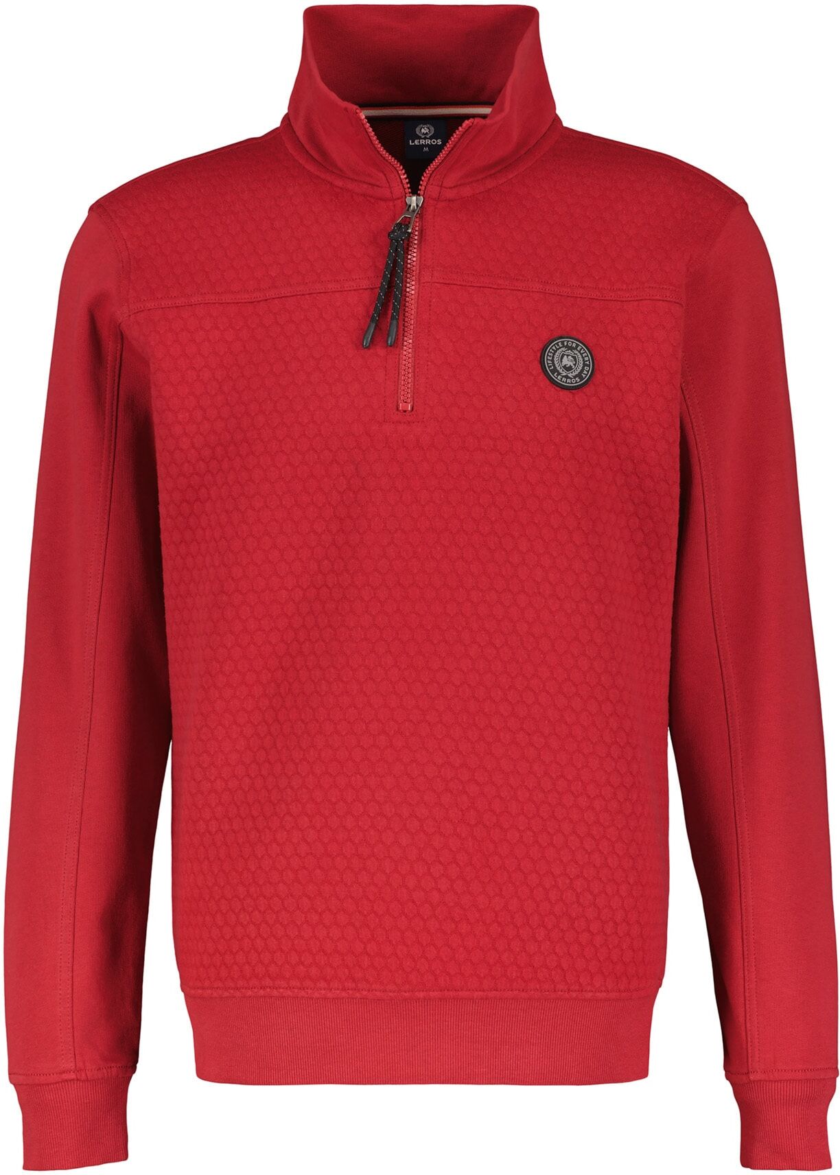 Sweatshirt LERROS "Sweat-Troyer mit dezentem Nadel-Steppmuster", Herren, Gr. S, rot (ruby rot), 100% Baumwolle, Sweatshirts Sweatshirt ruby rot S