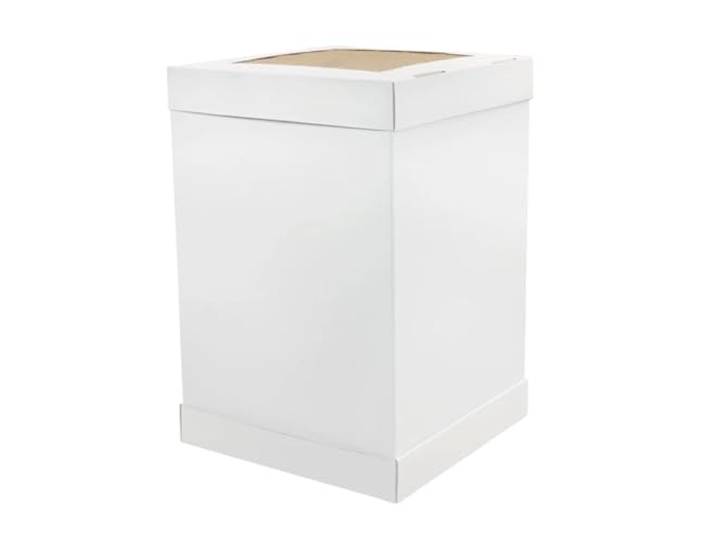 KAPAK 25er Tortenkarton Weiß mit Sichtfenster 30x30x45 cm - Extra hohe Tortenbox für mehrstöckige Hochzeitstorten - Stabile Tortentransportbox aus Wellpappe - Kuchen Transportbox