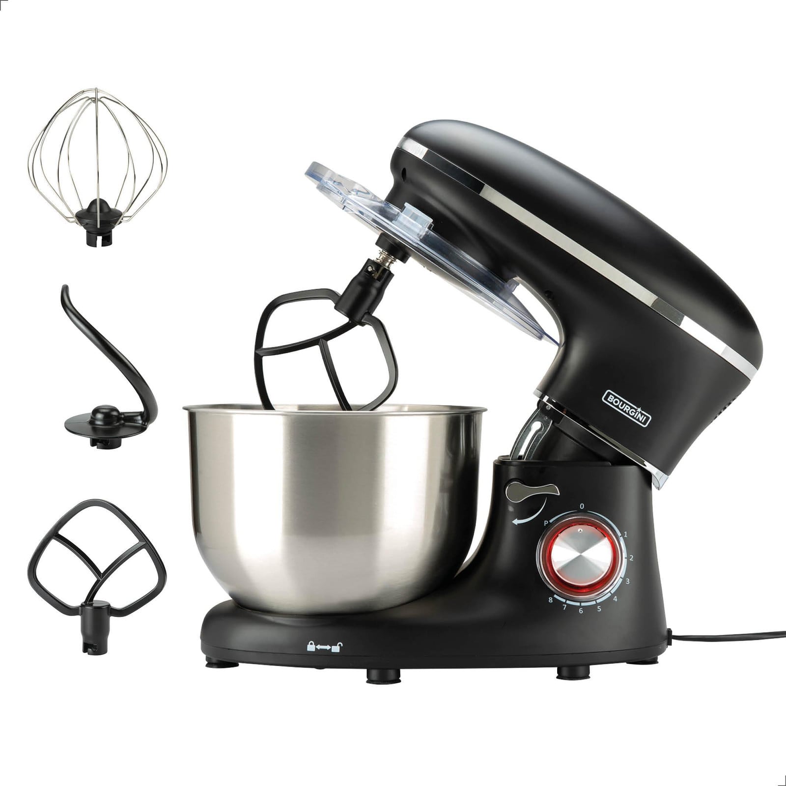 Bourgini Kitchen Chef Plus XL Keukenmachine met 6,2L mengkom en 3 accessoires - Zwart