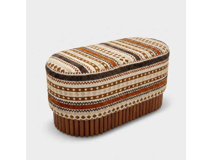 Banc Ovale Rembourré En Tissu Ethnique Mombasa Oval Reverie