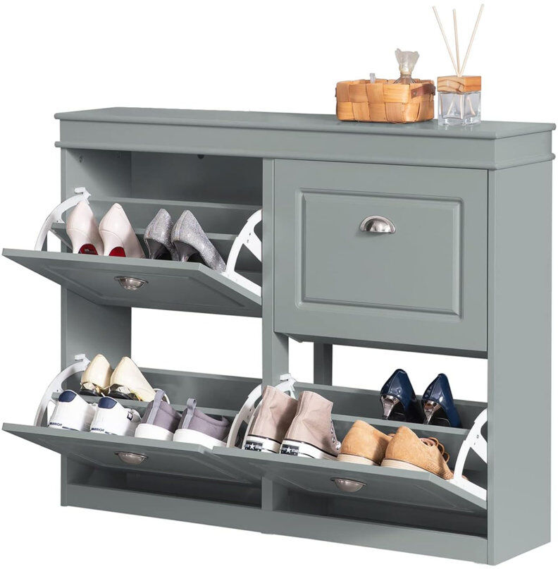 Lark Manor 16 Pair Shoe Storage Cabinet Gray 16