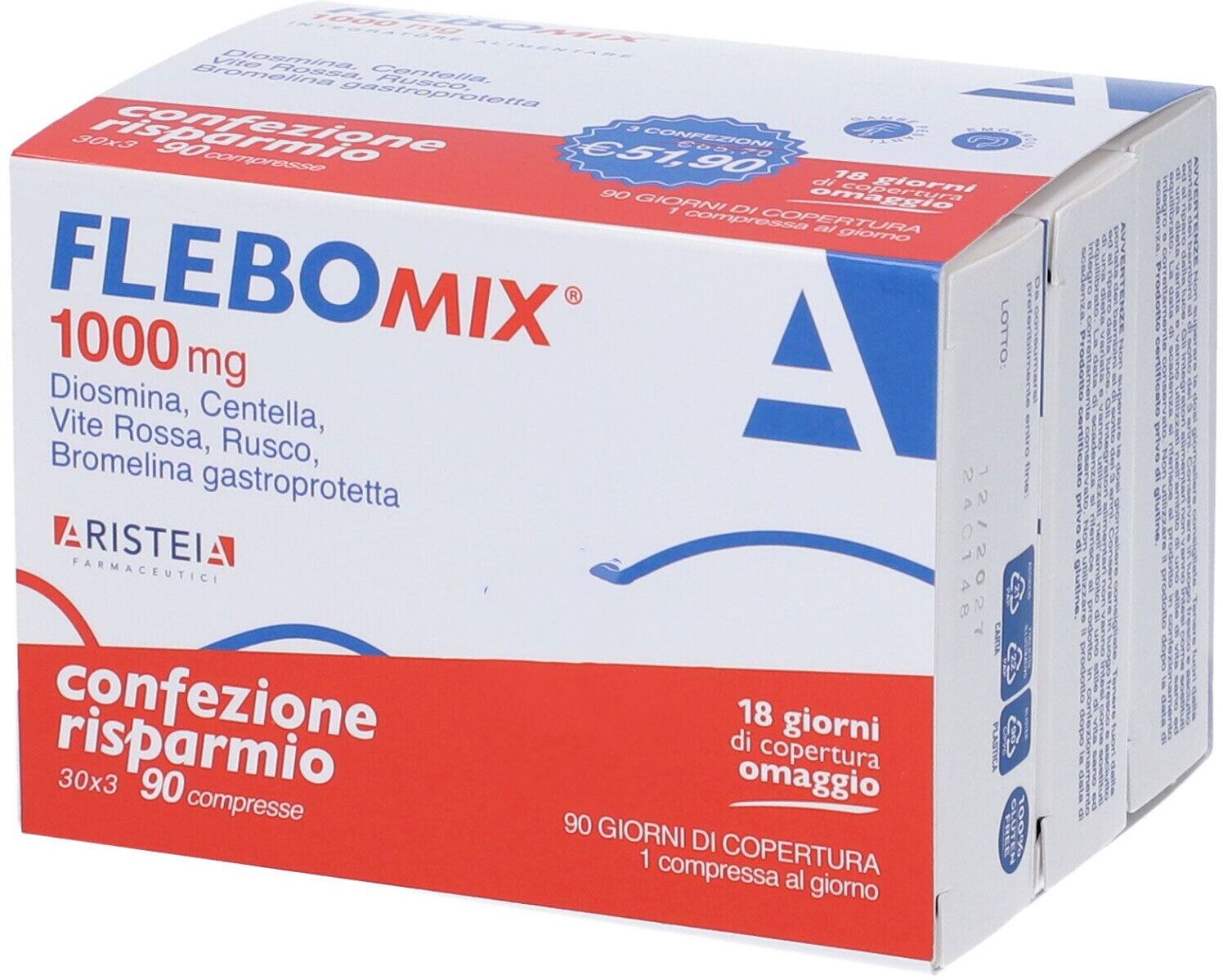 ARISTEIA FARMACEUTICI Srl Flebomix 1000 Mg Tri-Pack, 90 Compresse