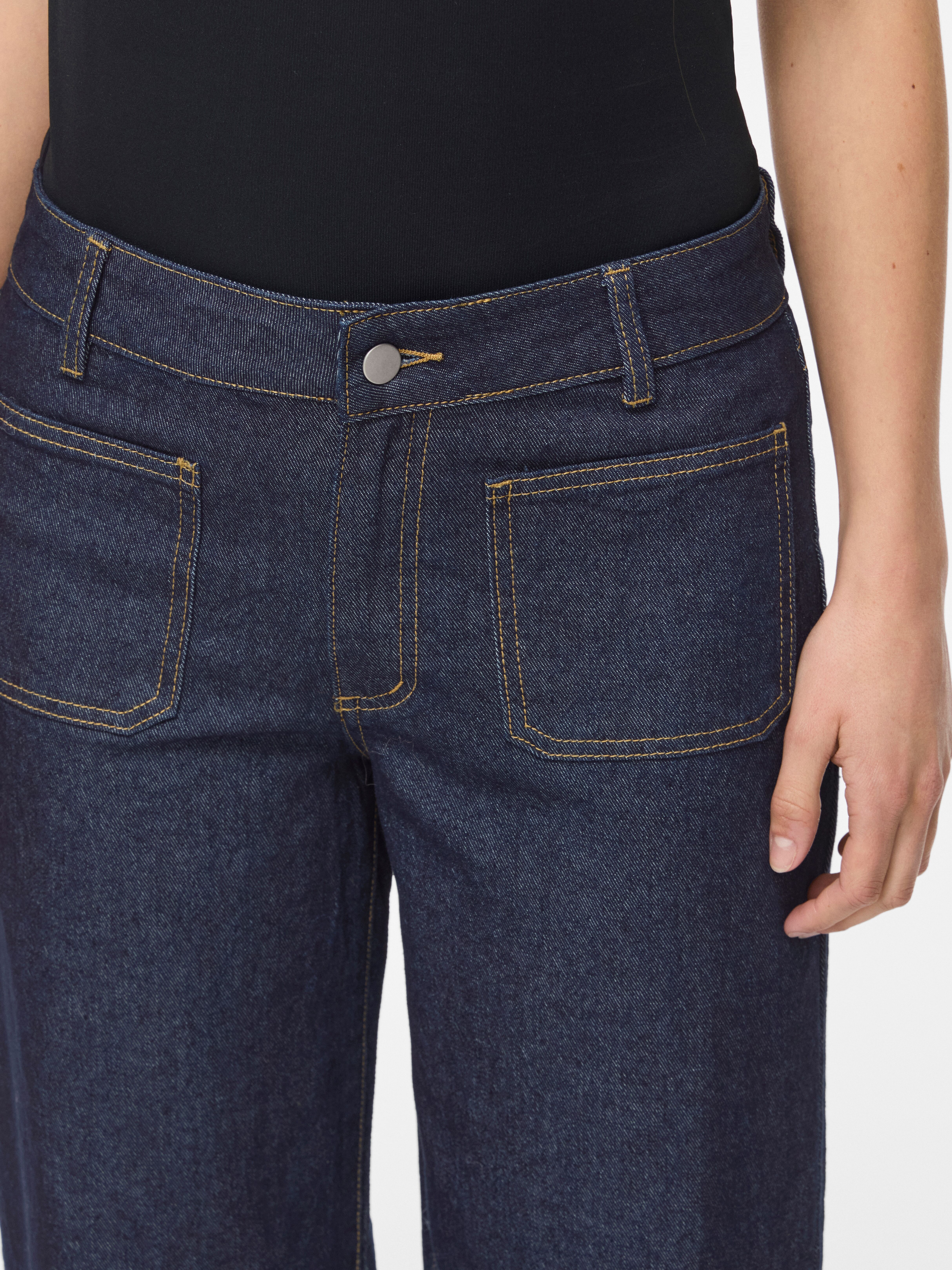 Weite Jeans VILA "VIFLORIE RIO RW WIDE POCKET JEANS - NOOS", Damen, Gr. 36, Länge 30, blau (dunkelblau denim), Denim/Jeans, Obermaterial: 99% Baumwolle, 1% Elasthan, unifarben, regular fit lang, Jeans Weite Jeans, Baumwollmischung, regular fit