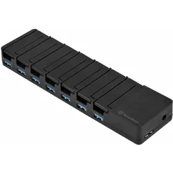Silverstone SST-UC03B-PRO - USB Lade Station, 7 Port - 36 Watt (USB-B, 7 Ports), Dockingstation + USB Hub, Schwarz
