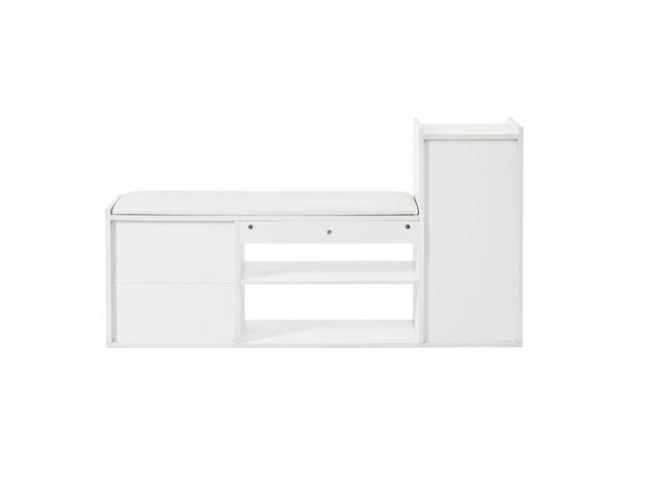 Komhtom Schuhbank in 128x30x68cm mit 2 Schubladen 1 Schrank,Weiß, Mode, 128x68x30 cm, Garderobe, Garderobenbänke, Schuhbänke