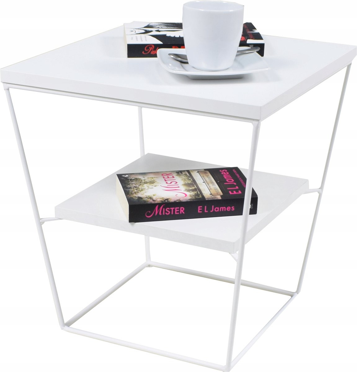 FutuStal Serie Witte Matte Bijzetstafel met Plank