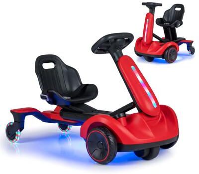 Costway 6V Ride-on Drift Car with Lights and Adjustable Seat-Red