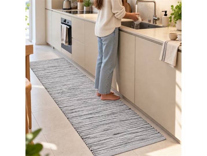 Tapis - THE WHITE STONE - Kilim Berbère - 100% coton - Tissé main (Handloom) - 50x80 cm