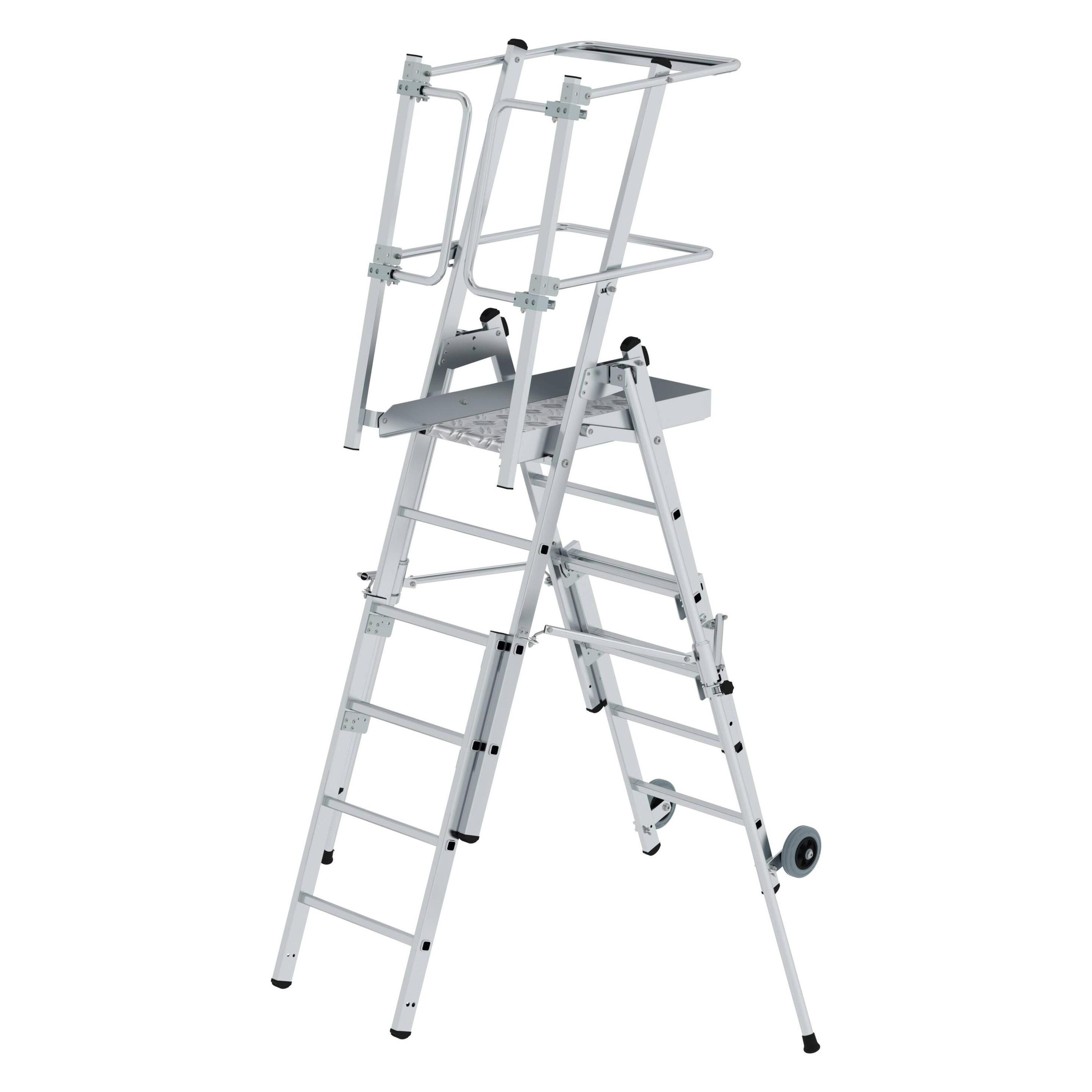 Munk Plattformleiter FlexxStep 4 Sprossen mit Teleskopaufsatz 2 Sprossen (Plattformleiter, 65.50 cm) (052534)