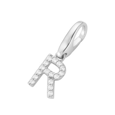 Charm Buchstabe "Buchstabe R, Zirkonia Steine, Silber 925", weiß, GIORGIO MARTELLO MILANO, Charms, Damen