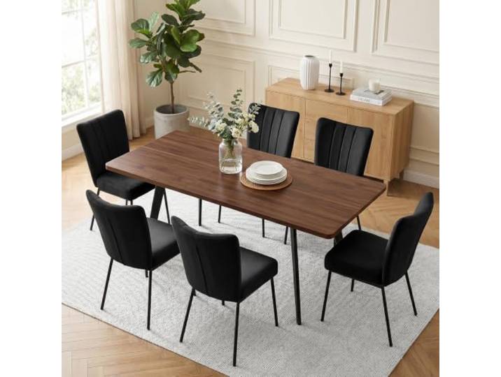 JIEXI Esstisch mit 6 Stühlen Set, 140-180CM, Esszimmer