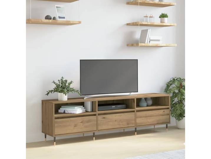 HEFZGDB TV-Schrank Artisan Eiche 150x30x44,5 cm Holzwerkstoff mit Vier Regalen und Türen für Medien und Bücher, minimalistischer Stauraum mit modernem Design für Wohnzimmer