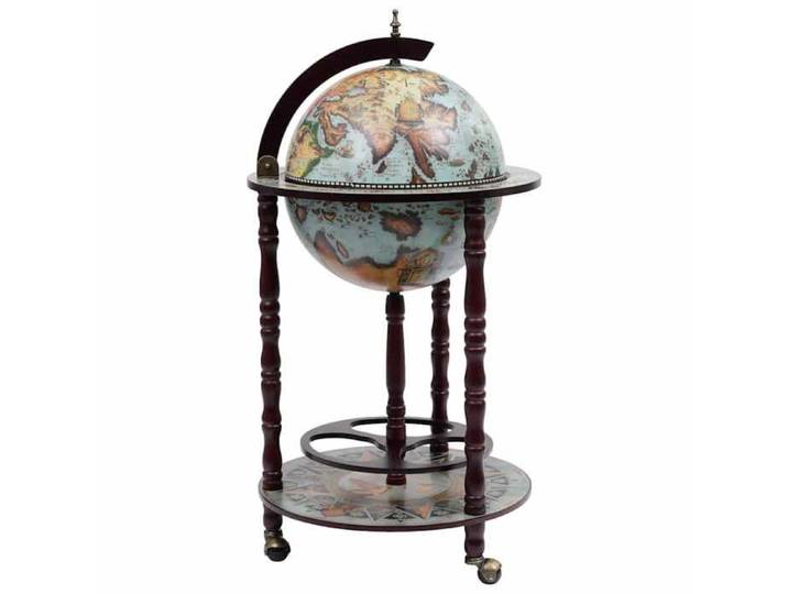 Bleu Bar sous forme de globe Bois d'eucalyptus Bleu - Meuble Rangement LV28304