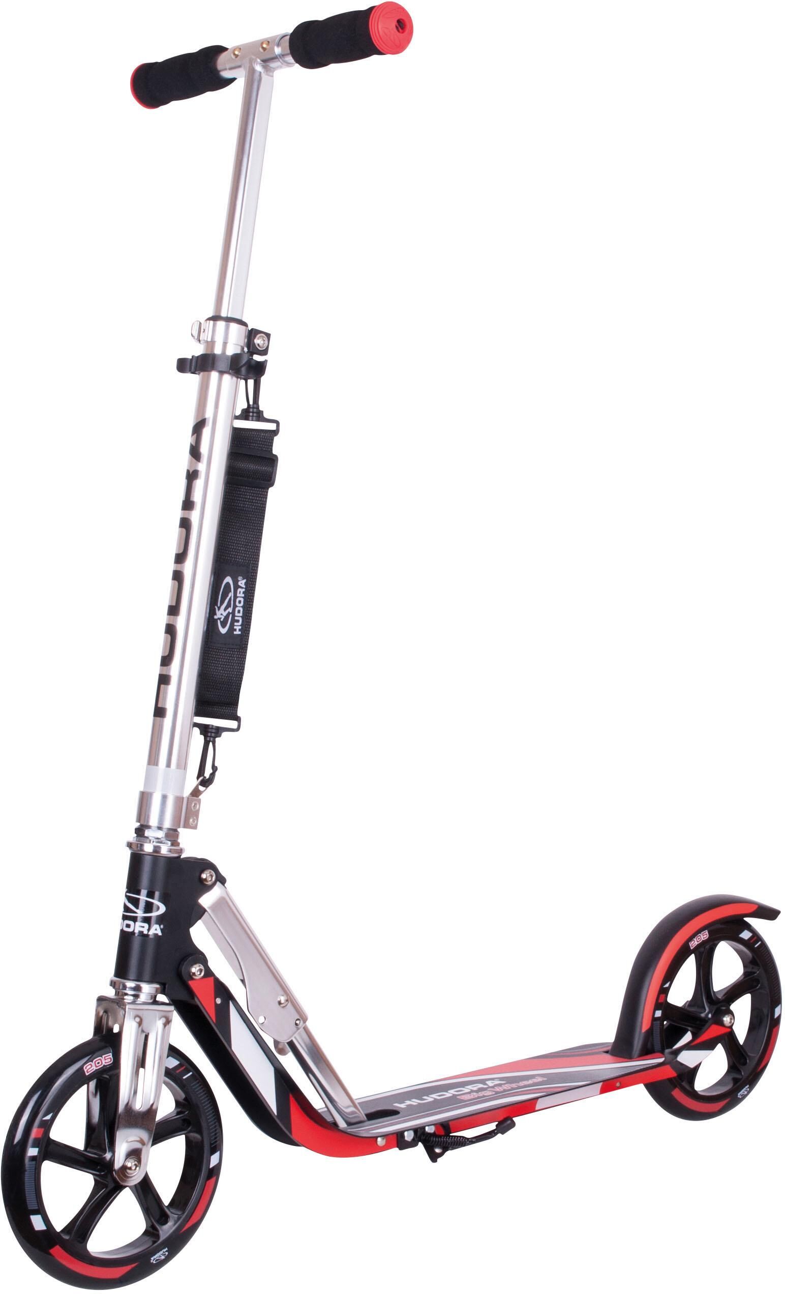Scooter HUDORA "Big Wheel 205", schwarz (schwarz, rot), RollerL:88cm, L:88cm