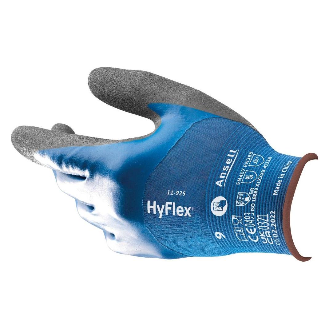 Ansell Handschuhe HyFlex 11-925 Grösse 9 blau EN 388 PSA-Kategorie II (9) (11-925-9)