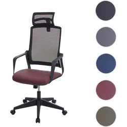 Bürostuhl HWC-J52, Drehstuhl Schreibtischstuhl, ergonomisch Kopfstütze, Kunstleder ~ bordeaux-rot