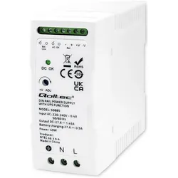 Qoltec, Systemstromversorgung, 50885 Stabiles Hutschienen-Netzteil mit USV-Funktion 40W