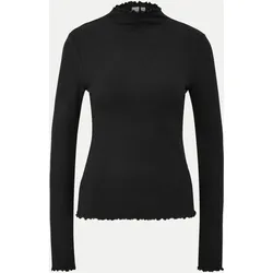 Geripptes Langarmshirt Schwarz M