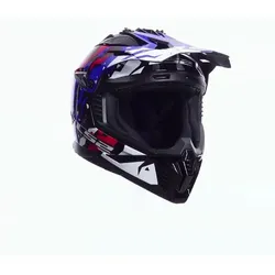 LS2 Crosshelm MX708 Fast II Grotesk Grau Blau Rot XL