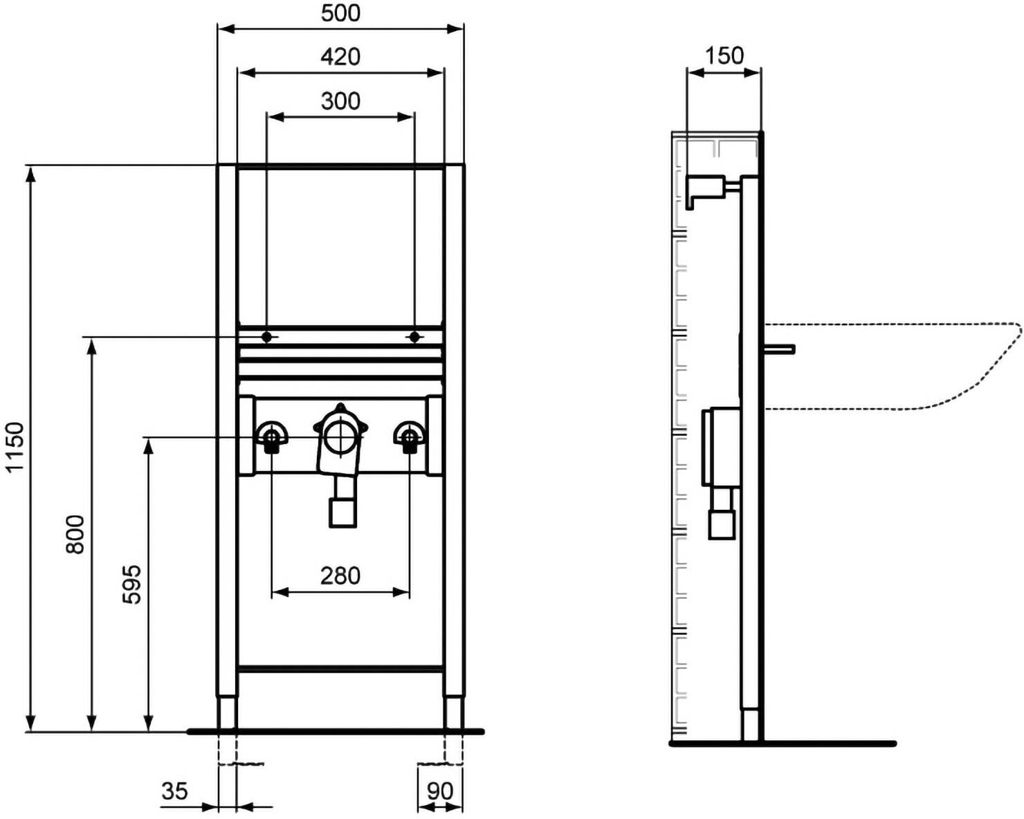 Ideal Standard Waschtisch-Element, barrierefrei, Montagezubehör, R016067,