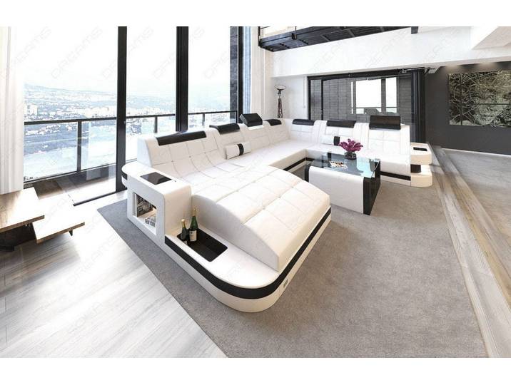 Wohnlandschaft Wave XXL U-Form in Leder