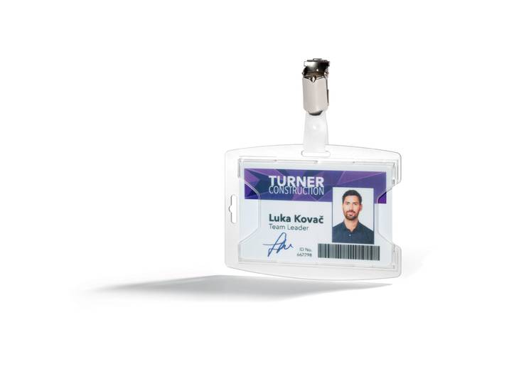 DURABLE Porte-Badge d'accès reXycle avec Clip- Pour 1 carte 54 x 85 mm avec clip rotatif - Transparent - Boîte de 25