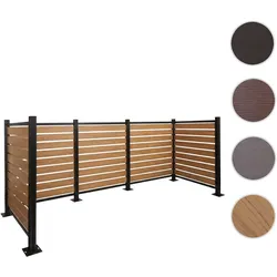 Alu Mülltonnen-Zaun HWC-K57, Mülltonnenverkleidung, Holzoptik erweiterbar 130x300x110cm ~ hellbraun
