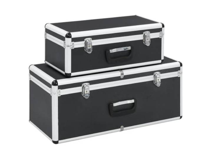 vidaXL Boîtes de Rangement 2 pcs Valise de Transport Coffre à Outils Coffre de Stockage Boîtes à Outils Coffre de Transport Coffre de Rangement Noir