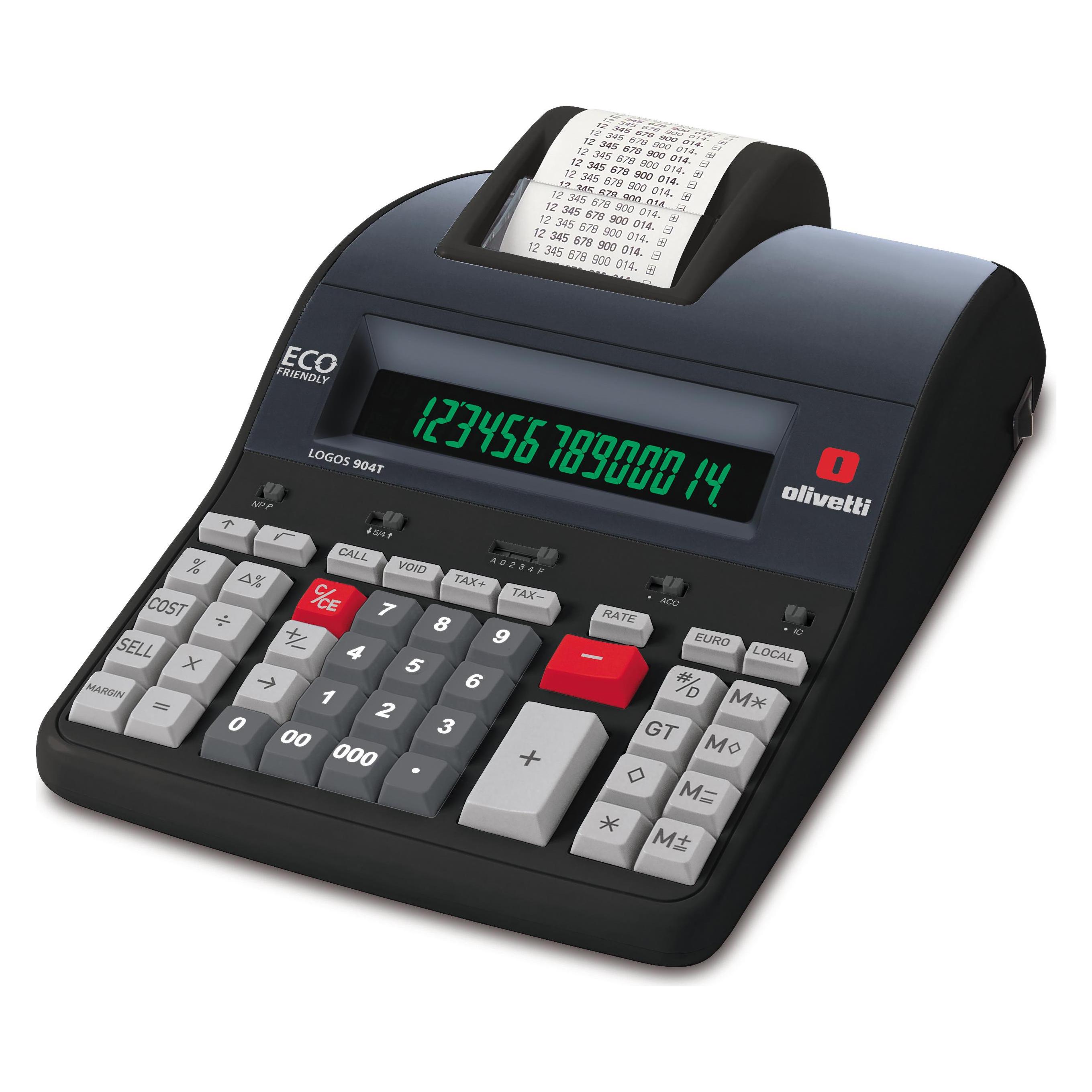 Olivetti Logos 904T Tasche Druckrechner Schwarz Taschenrechner (Akkubetrieb, Batteriebetrieb) (B5896)
