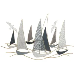 Boltze Wandobjekt Hanse, maritime Wanddeko, 109 x 69, grau, weiß