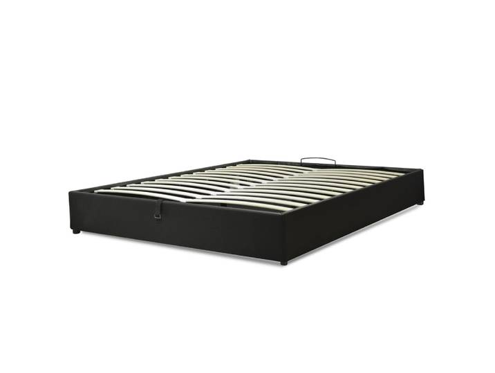 Lit coffre électrique en simili cuir noir 200x200cm
