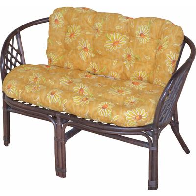 Sitzbank HOME AFFAIRE, braun (braun, gelb), B:110cm H:83cm T:69cm, Sitzbänke, Sitzbank, aus handgeflochtenem Rattan, mit Kissen