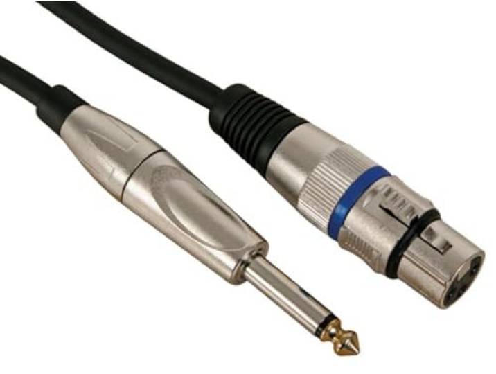 HQ-Power XLR-jack kabel, 1 x XLR vrouwelijk, 1 x jack 6.35 mm mannelijk, mono, 10 m, perfect voor geluidsoverdracht