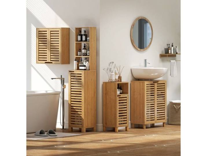 Armoire De Salle De Bain En Bambou Naturel