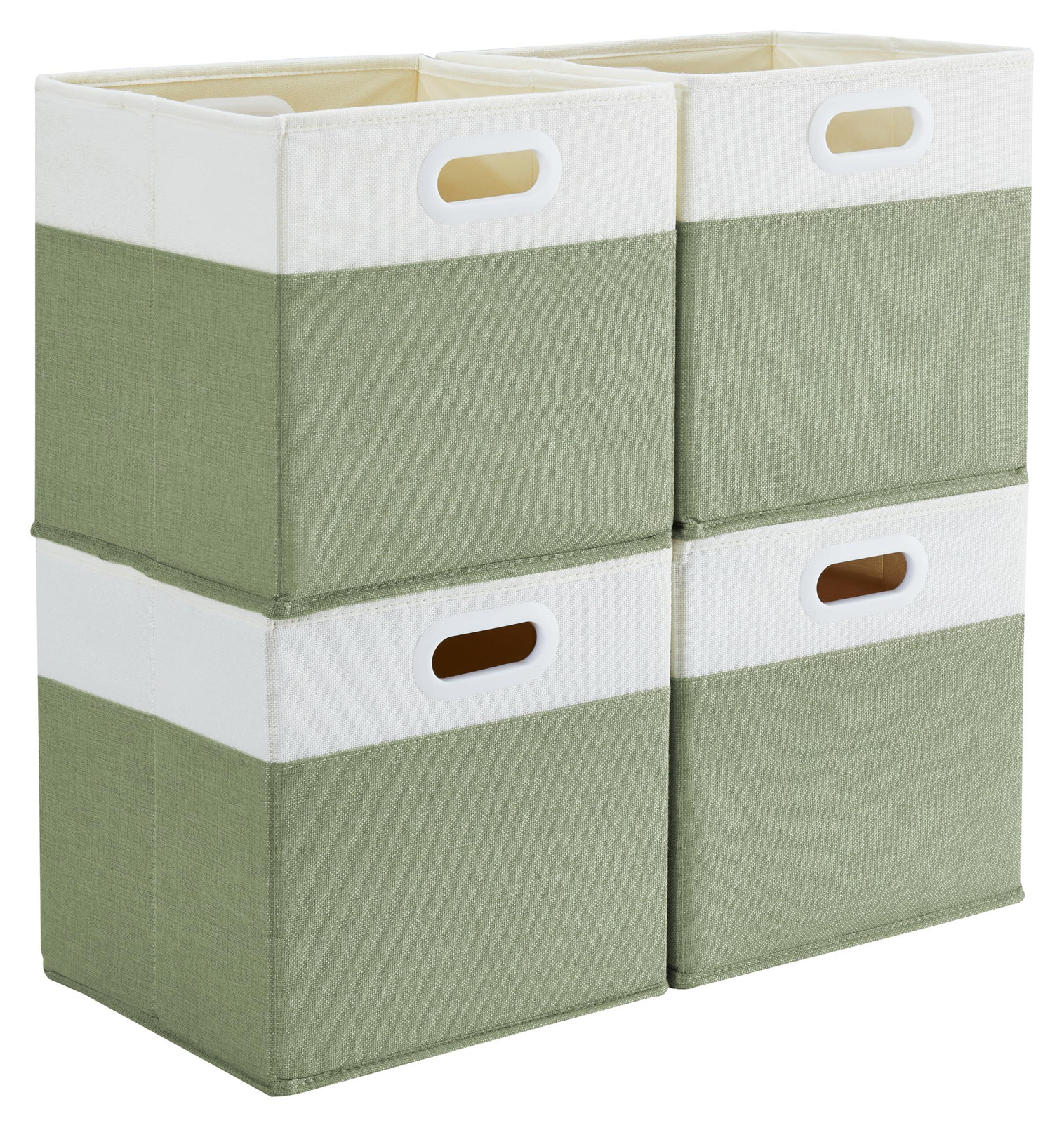 Dripio Set van 4 inklapbare opbergboxen met handvatten, groen, textiel en plastic