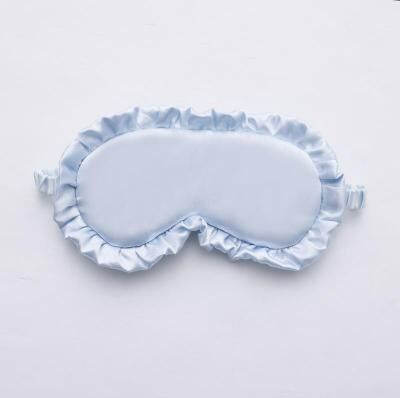 Everyday Crate Silky Ruffle Faux Silk Sleep Mask For Women Light Blocking Soft Breathable Eye Cover bright Blue