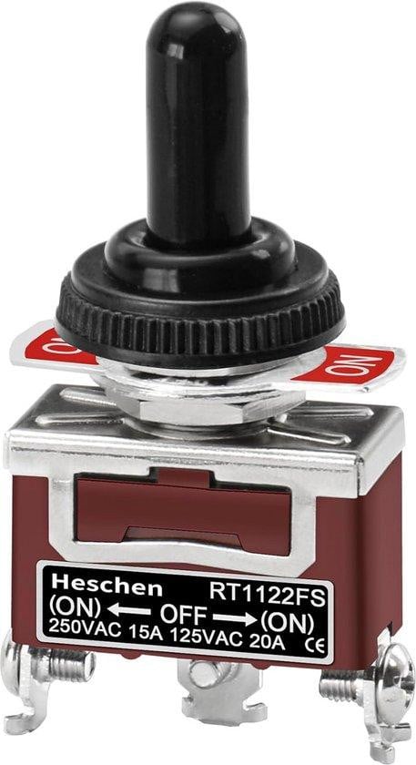 Metalen Tuimelschakelaar DPDT (ON)/OFF/(ON) met Waterdichte Afdekking - 15 A, 250 V AC