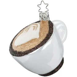 Inges Glas Christbaumschmuck Cappuccino Tasse Glas 8 cm weiß braun