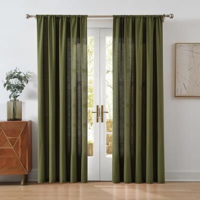 Cannon Solid Cotton Percale Window Curtain Pair