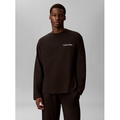 Pyjamaoberteil, Herren, Gr. M (50), schwarz, Jersey, Obermaterial: 100% Baumwolle, CALVIN KLEIN UNDERWEAR, unifarben, Basic normal, Rundhals, abgesteppte Kante, Shirts, Schlafshirt, Regular Fit, reine Baumwolle