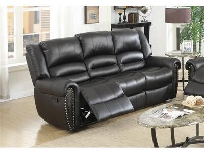 Esofastore Nailhead Trim 1pc Manual Sofa Black Finish Transitional Living Room Furniture